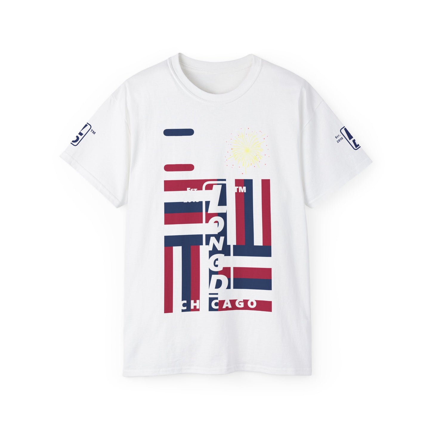 I Burst LongD cotton tee negative windmill 4-print Chicago upright logo (Patriotic colors)