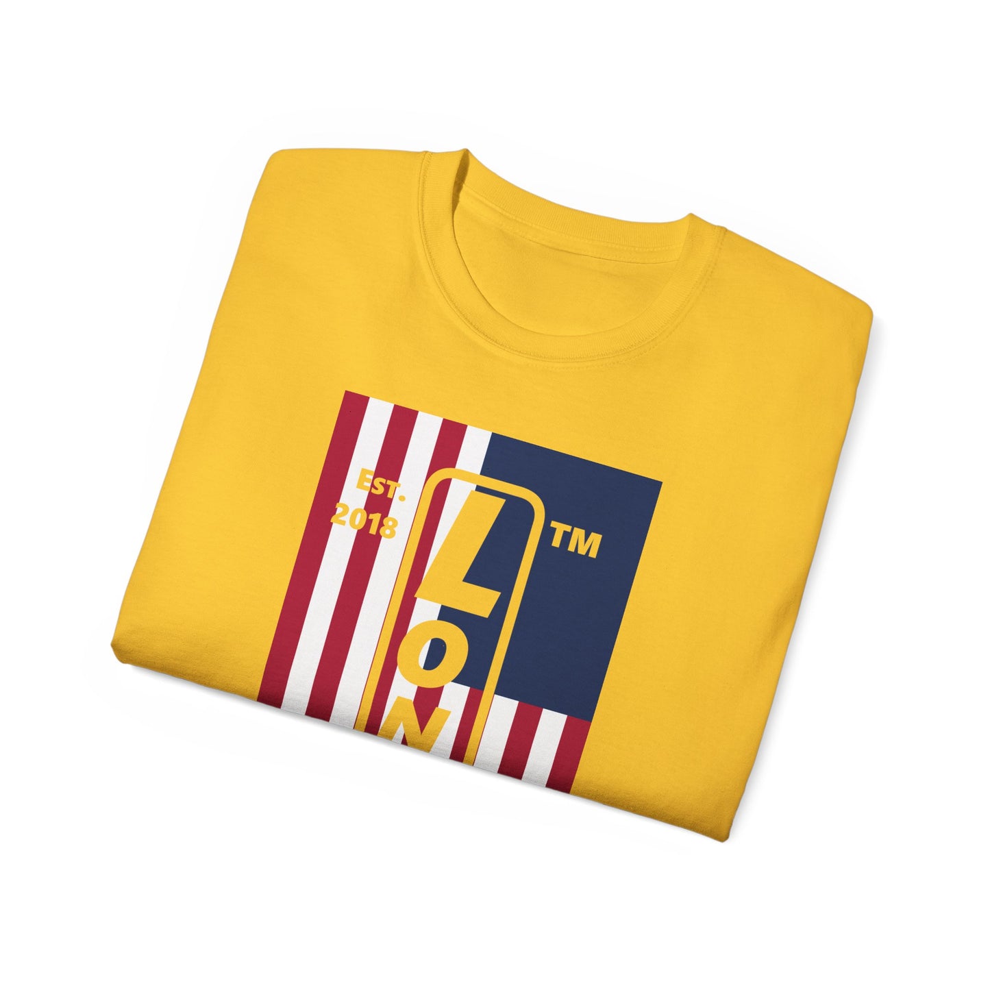 LongD cotton tee negative flag Chicago upright logo (Patriotic colors)