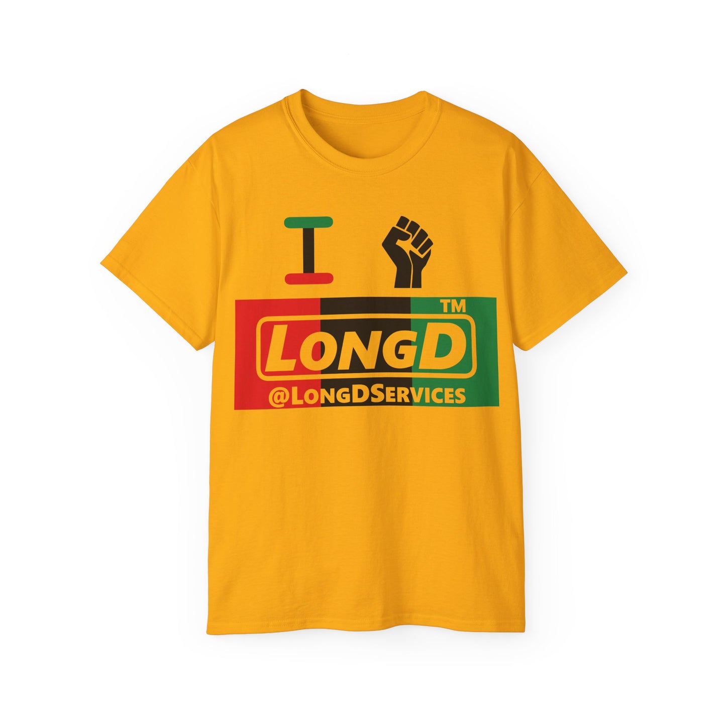 I fist LongD negative vertical 3-striped tag logo cotton tee
