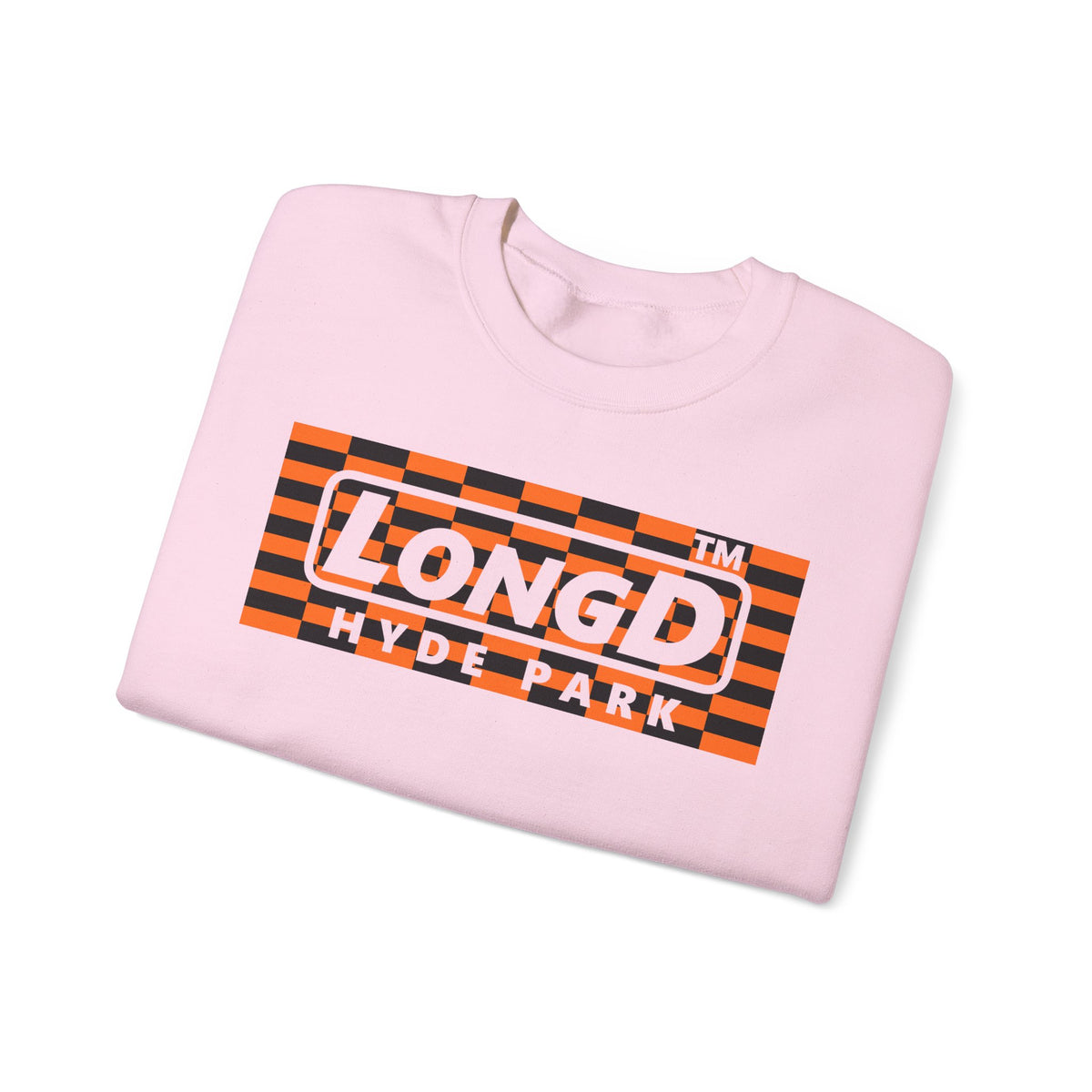LongD Hyde Park negative tiled logo (Halloween colors) crewneck sweatshirt