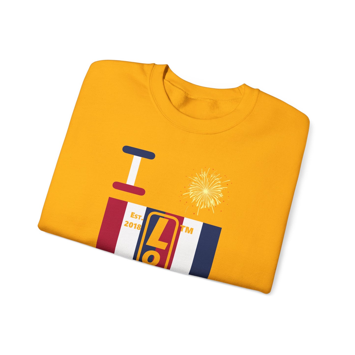 I Burst LongD negative vertical 6-striped tag upright logo crewneck sweatshirt