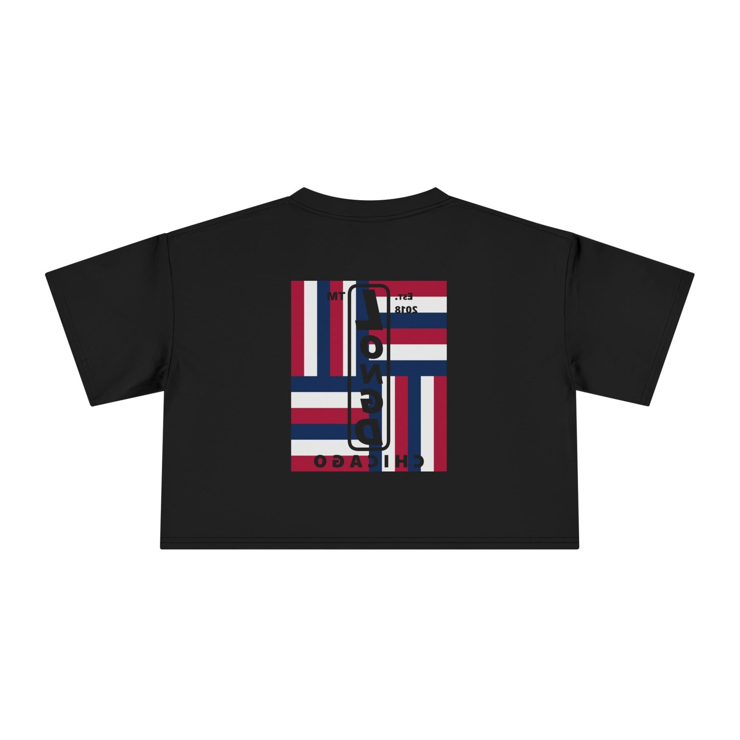 Negative windmill upright front-reversed back Chicago logo crop tee (Patriotic colors)