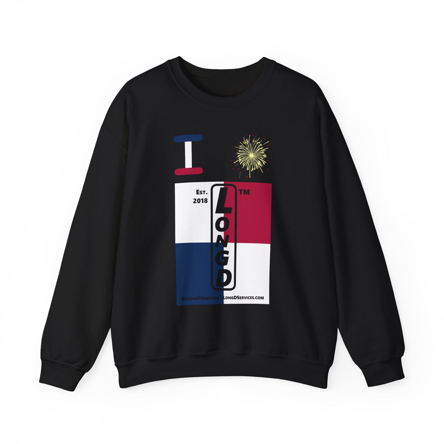 I Burst LongD negative quarters tag-domain upright logo crewneck sweatshirt