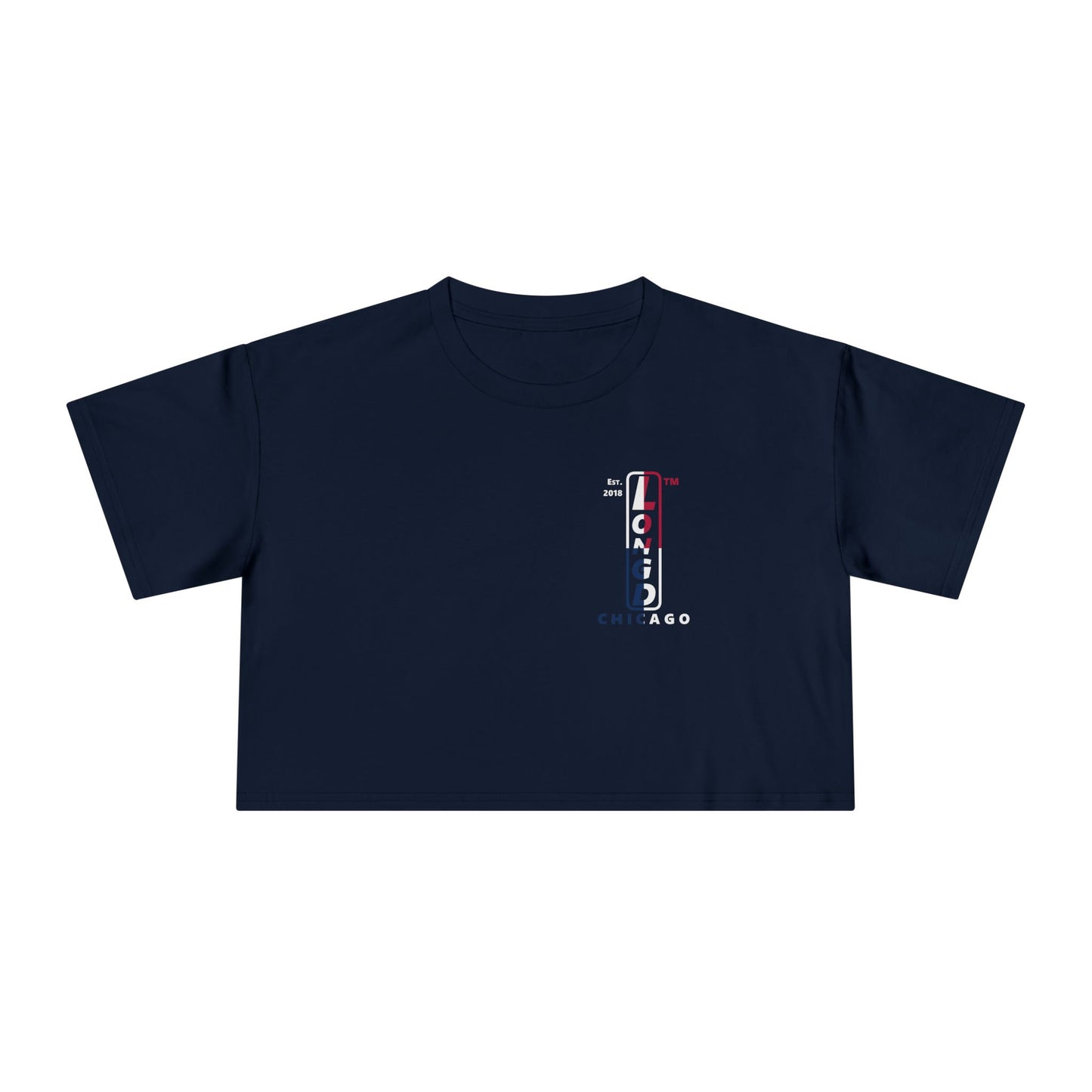 Positive quarters upright single-breasted Chicago logo crop tee (Patriotic colors)