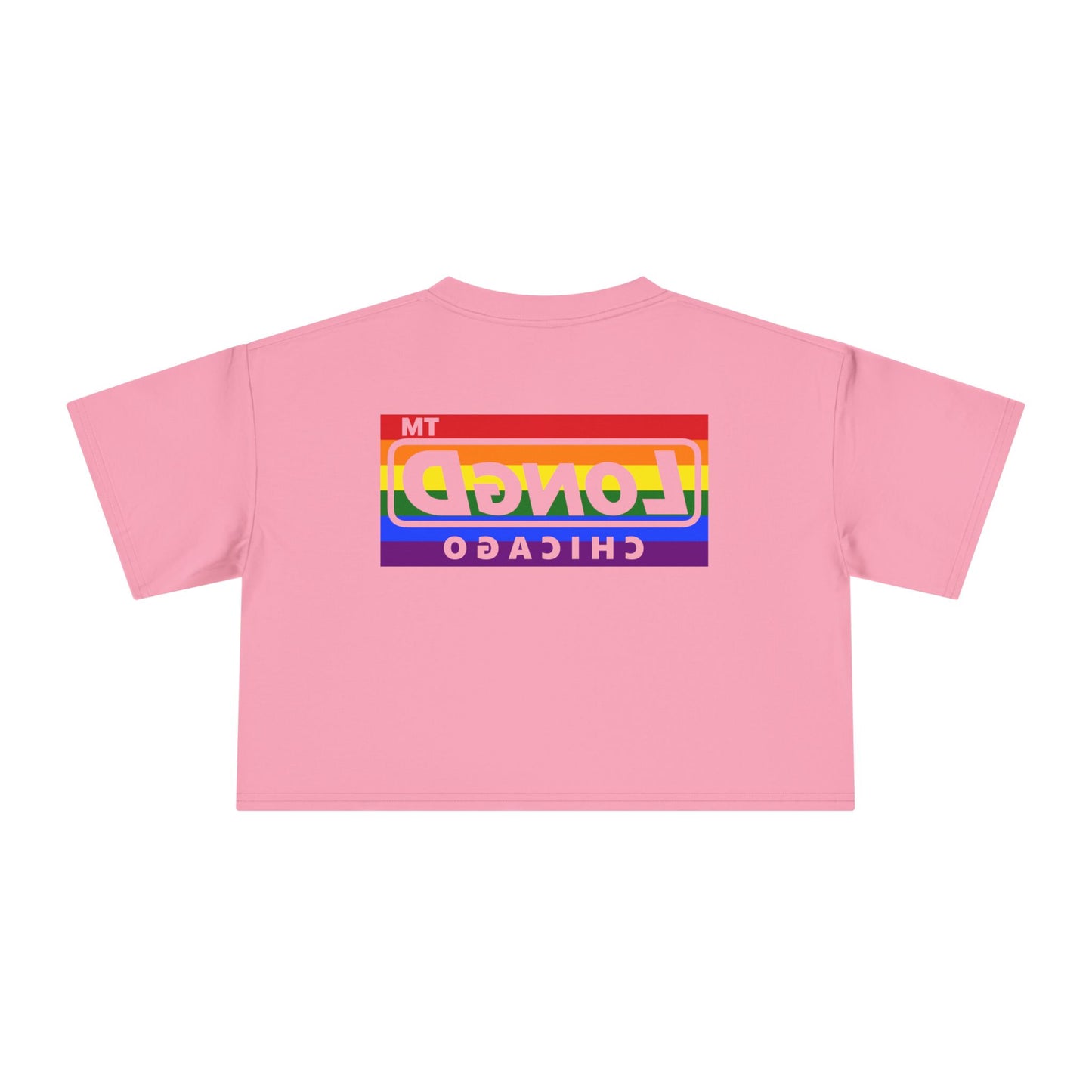 I Luv LongD negative horizontal 6-striped single-breasted Chicago logo reverse front-back crop tee (Pride colors)