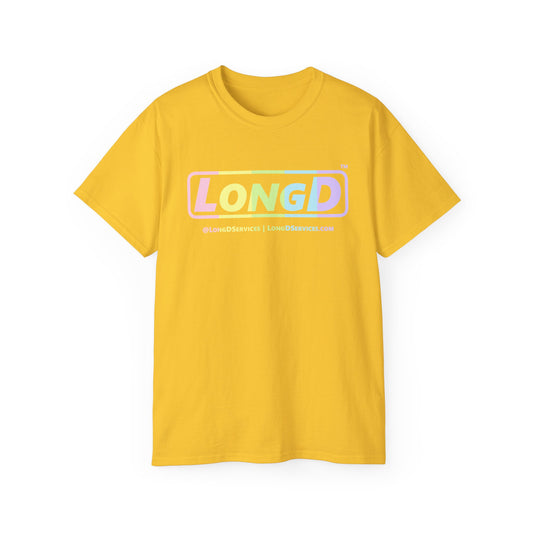 LongD® Logo Cotton Tee (Easter pastel spectrum in positive text)