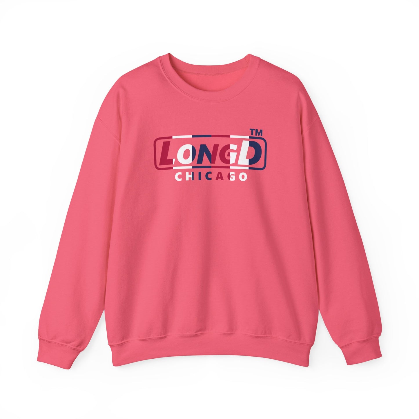 LongD positive vertical 6-striped Chicago logo crewneck sweatshirt (patriotic colors)