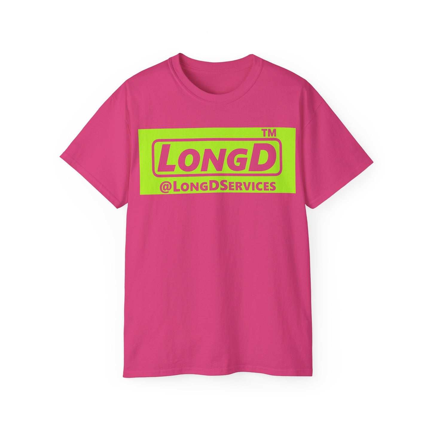 LongD® negative lime green Tag Logo Cotton Tee