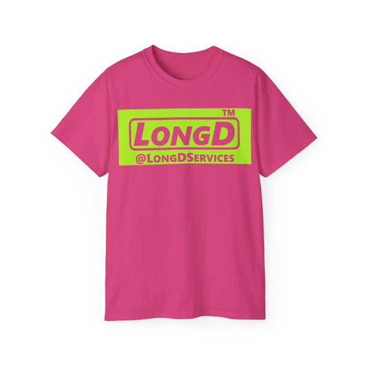 LongD® negative lime green Tag Logo Cotton Tee