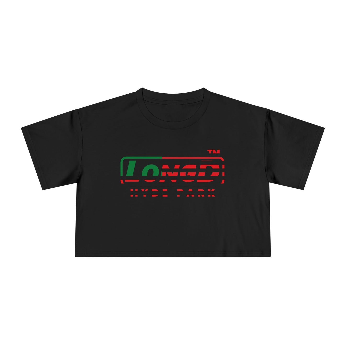 LongD positive flag Hyde Park logo crop tee (Juneteenth colors)