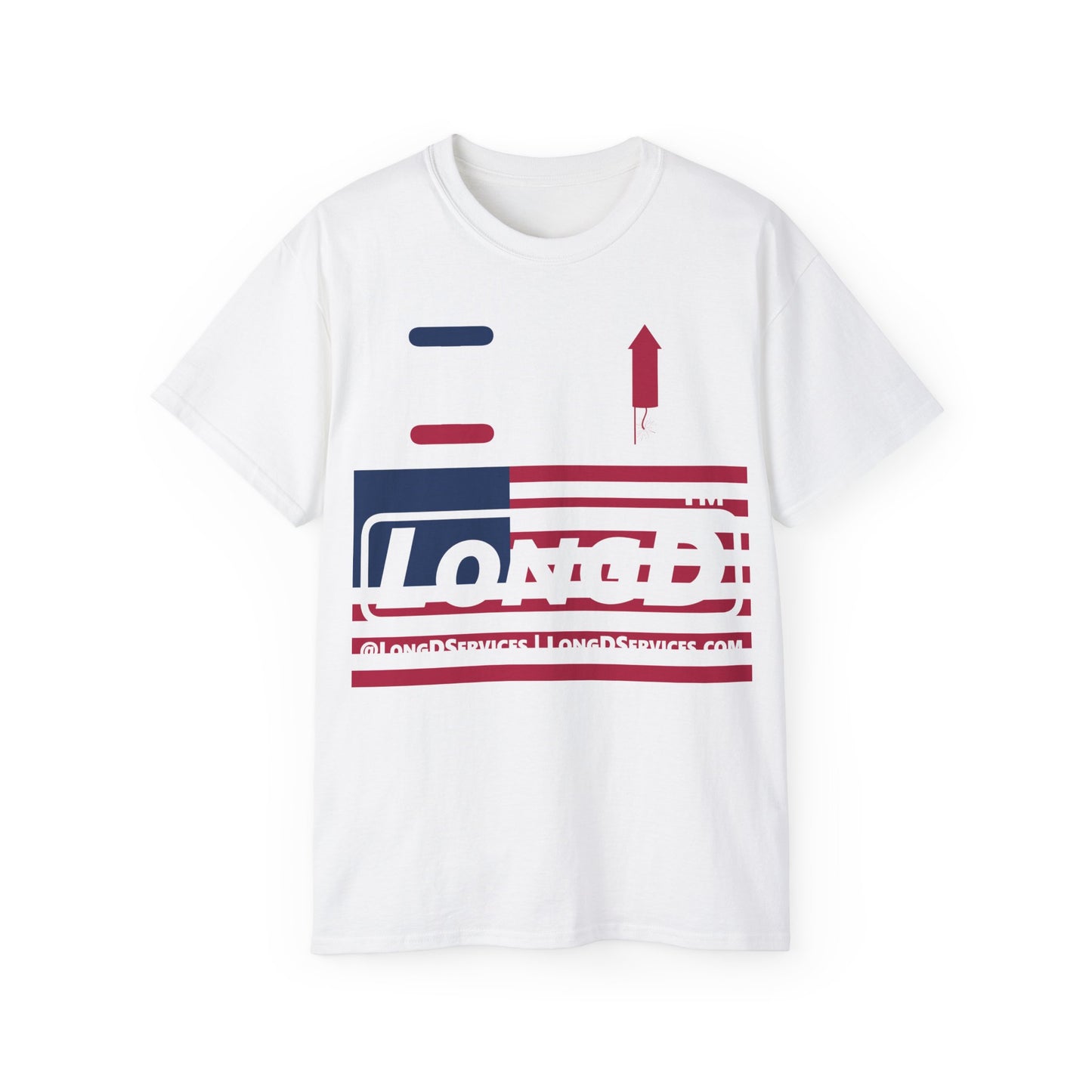 I firecracker LongD negative flag tag-domain logo cotton tee