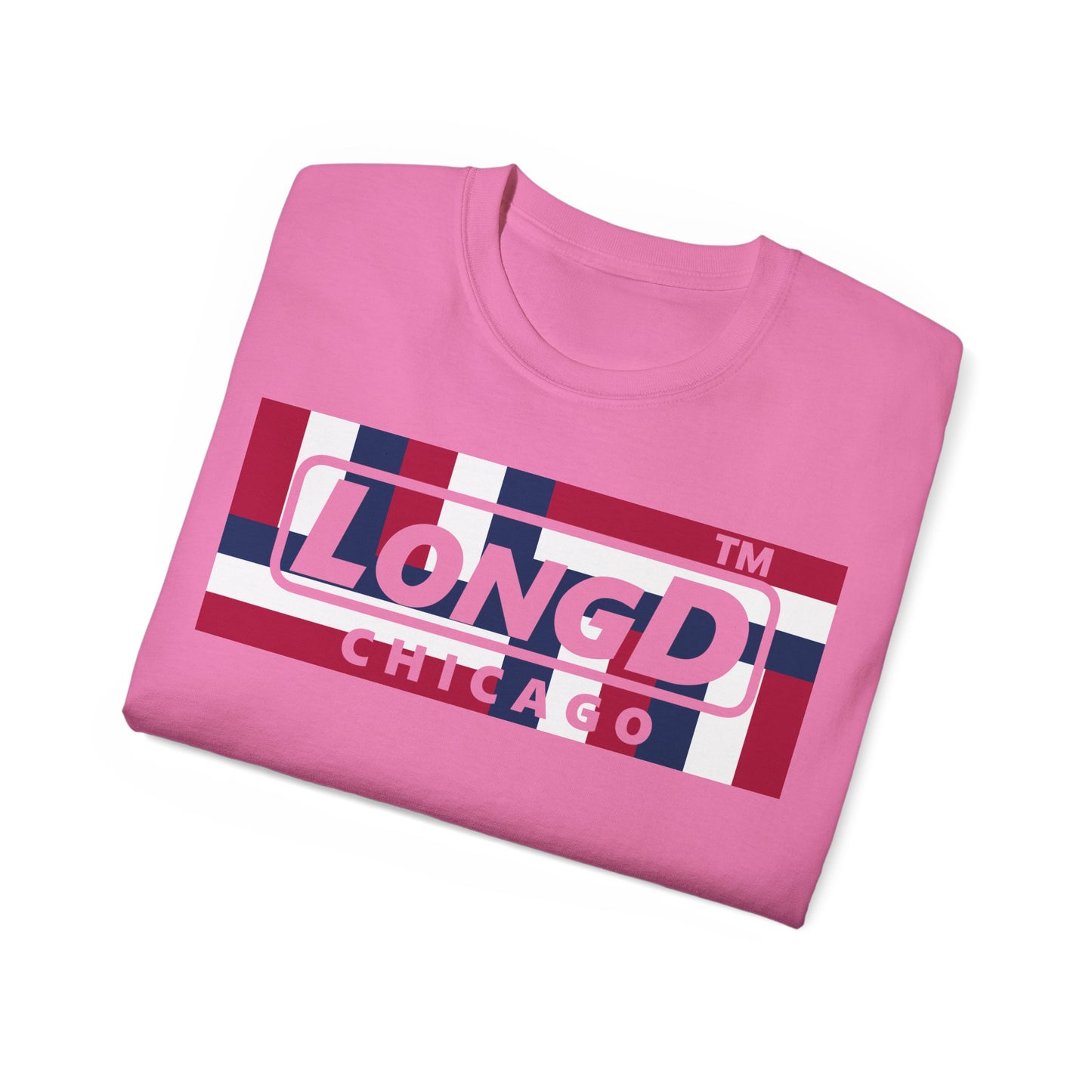 LongD negative modified windmill Chicago logo cotton tee (patriotic colors)
