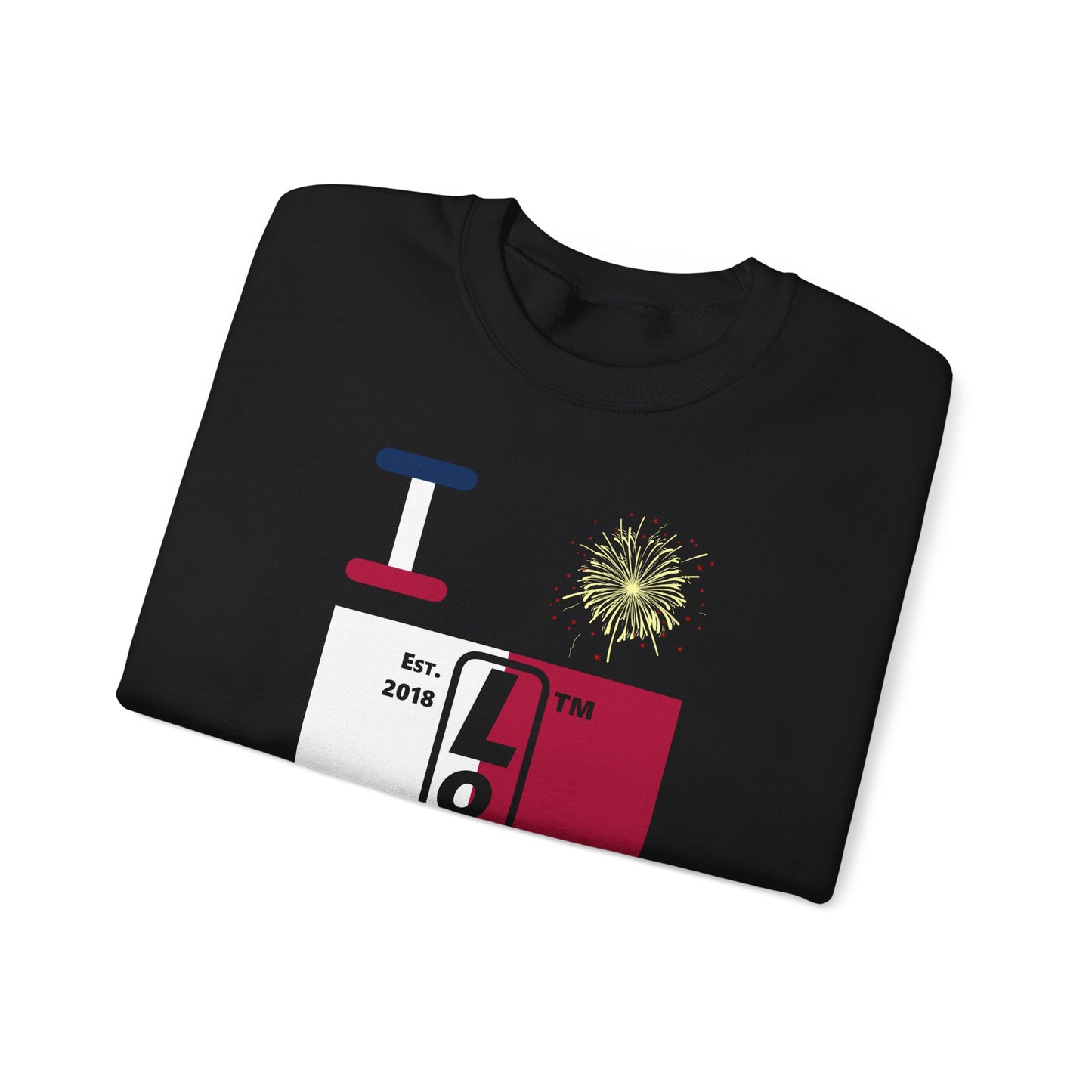 I Burst LongD negative quarters tag upright logo crewneck sweatshirt
