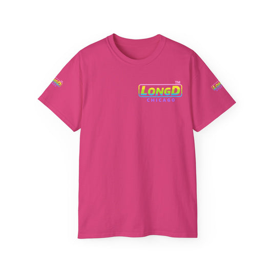 LongD® positive horizontal striped 4-print Chicago Logo Cotton Tee (Easter colors)