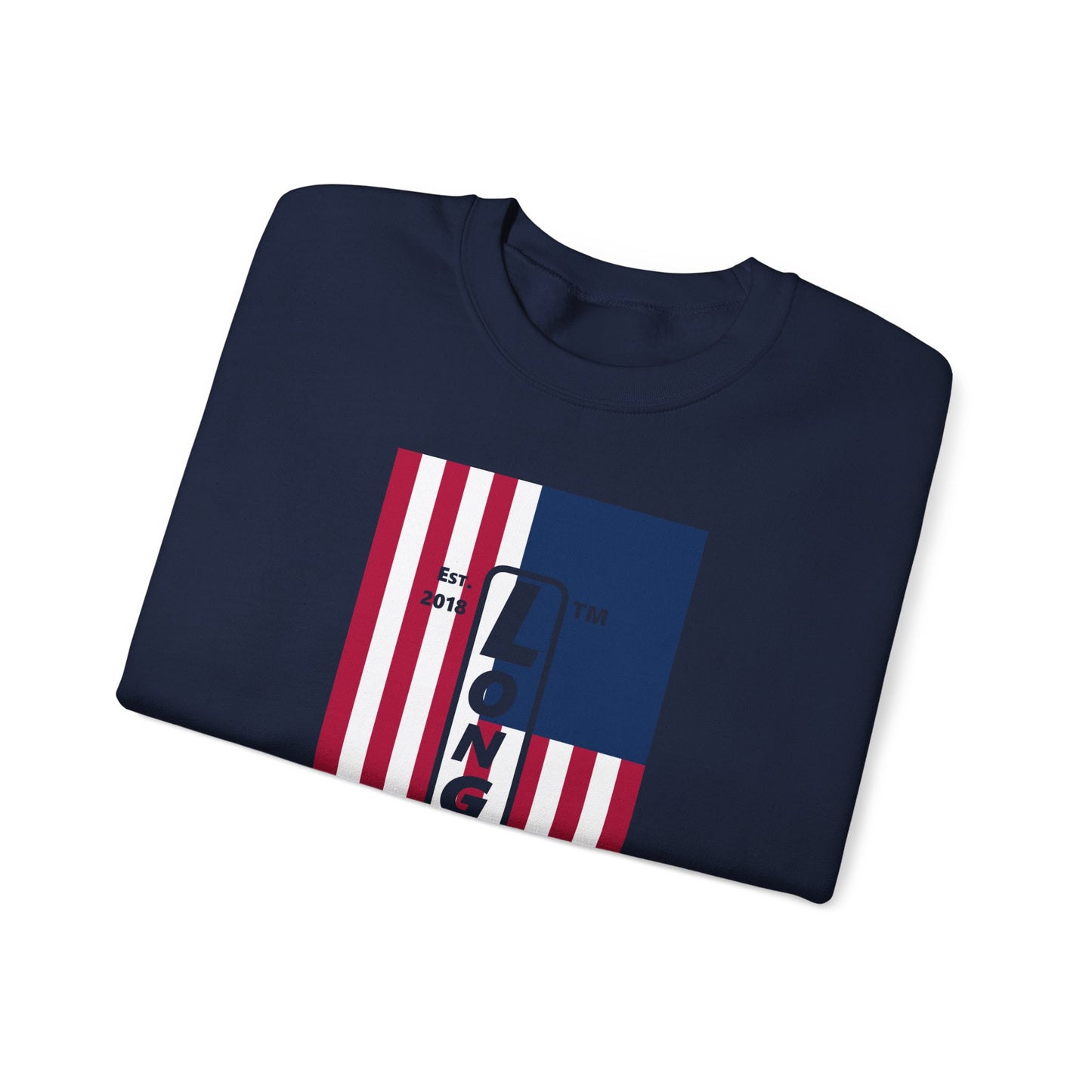 LongD negative flag Hyde Park upright logo crewneck sweatshirt (patriotic colors)