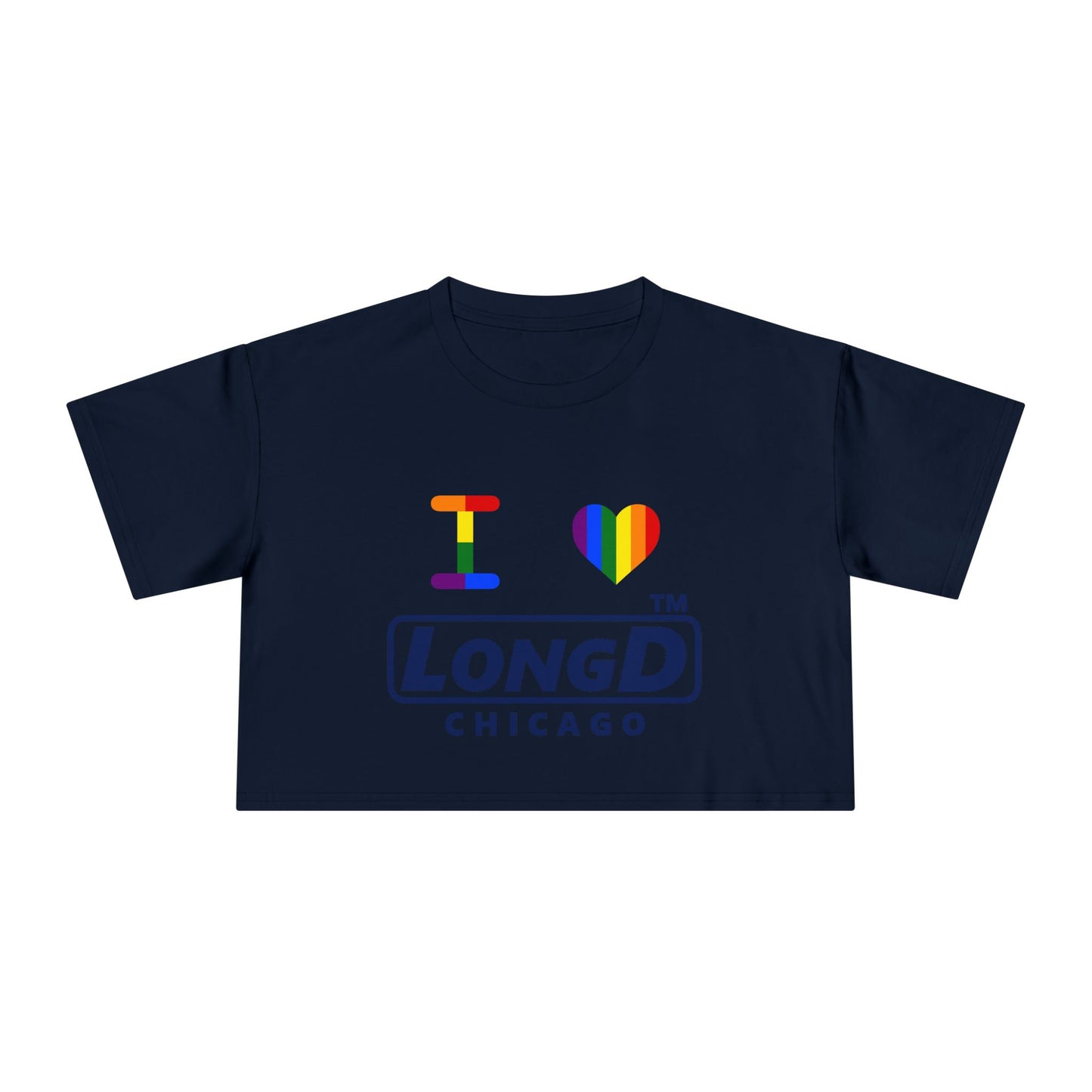 I Luv LongD basic official Chicago logo crop tee (Pride colors)