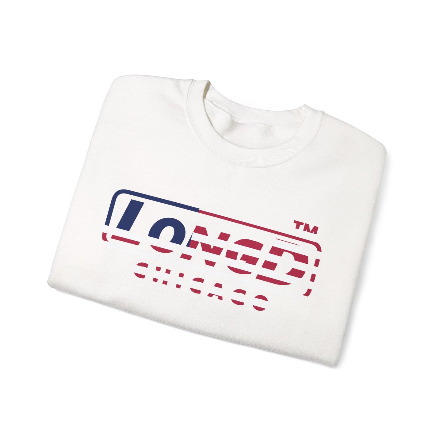 LongD positive flag Chicago logo crewneck sweatshirt (patriotic colors)