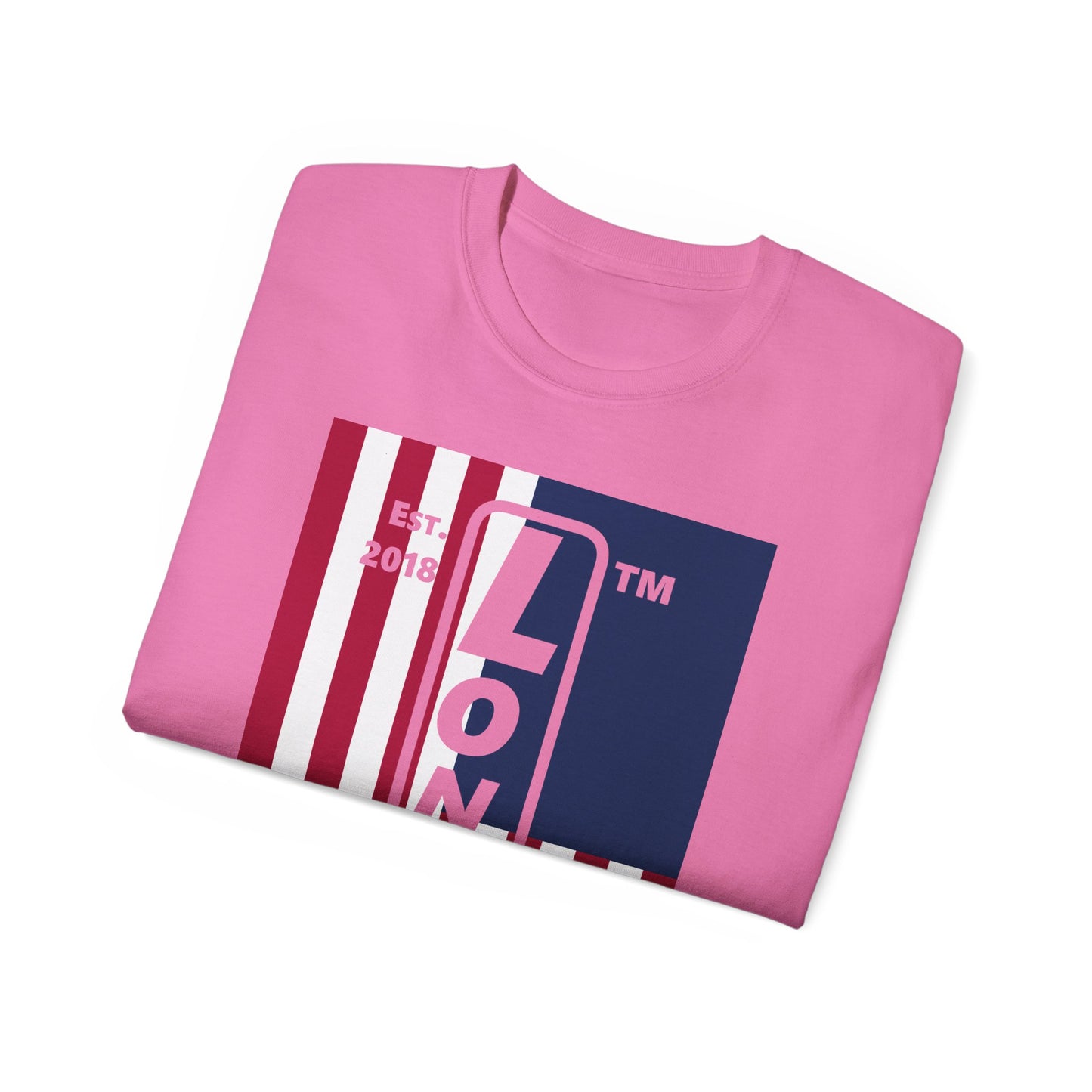 LongD cotton tee negative cropped flag Chicago upright logo (Patriotic colors)