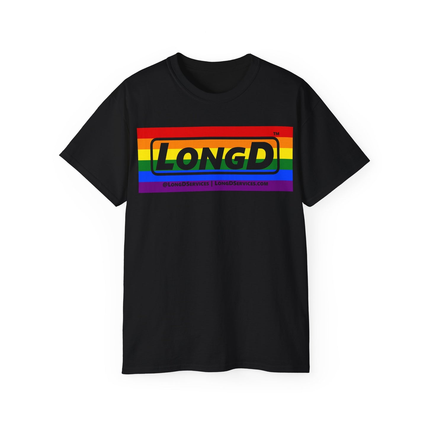 LongD® Logo Cotton Tee Pride striped negative text