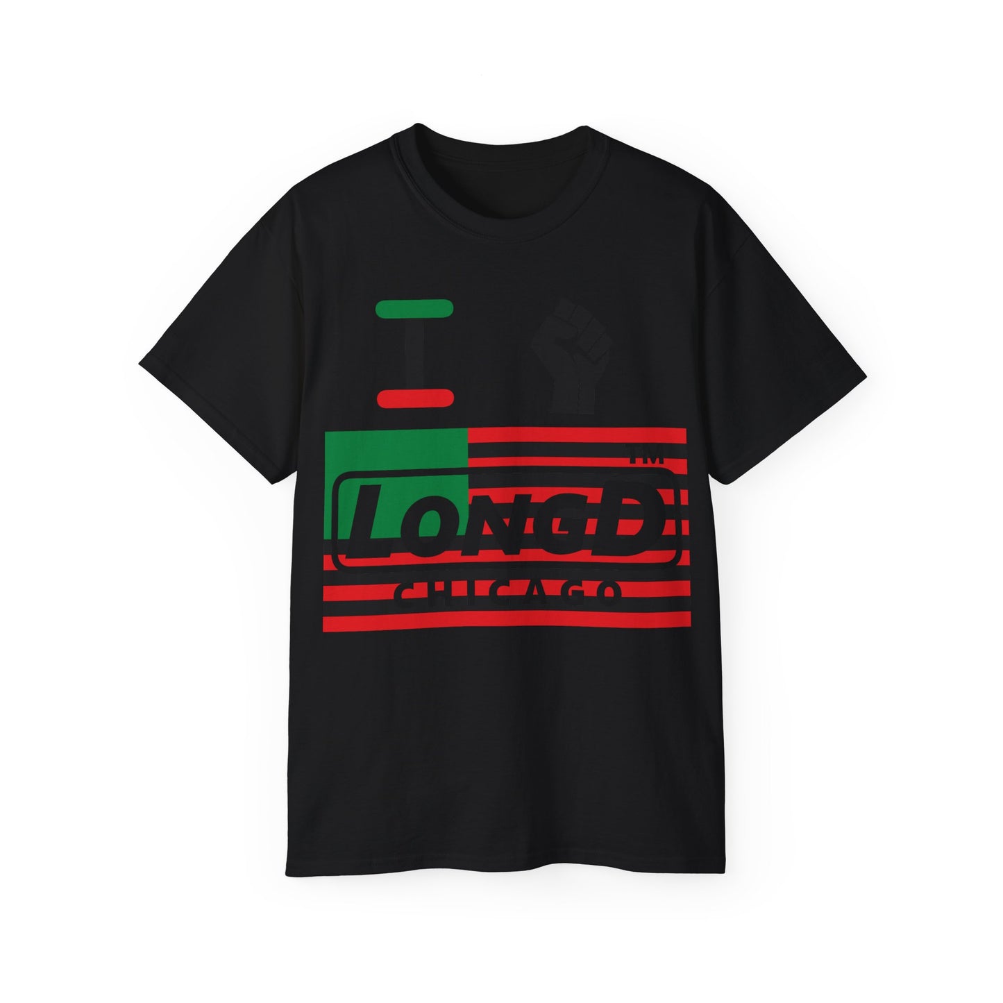 I fist LongD negative flag Chicago logo cotton tee