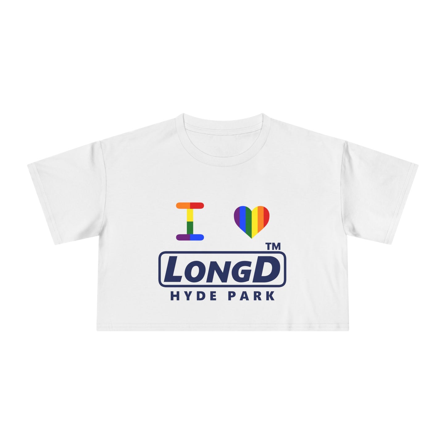 I Luv LongD basic official Hyde Park logo crop tee (Pride colors)