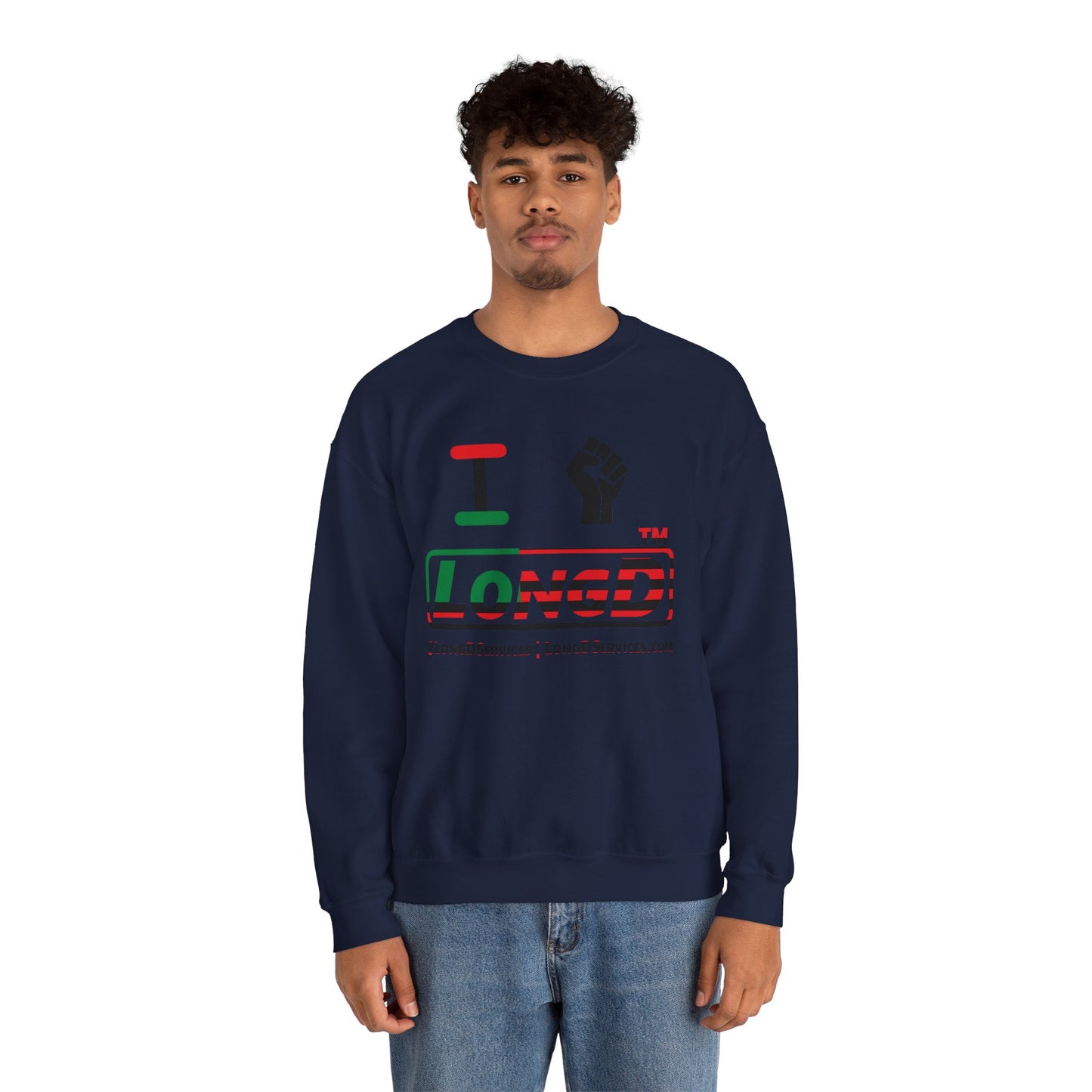 I fist LongD positive flag tag-domain logo crewneck sweatshirt