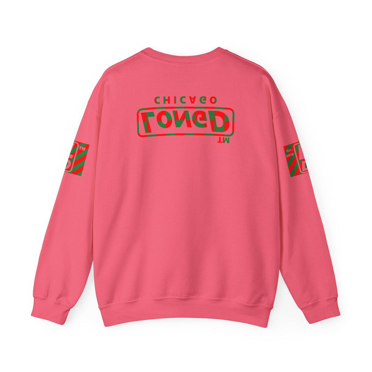 LongD Chicago positive checkered 4-print logo (Xmas colors) crewneck sweatshirt