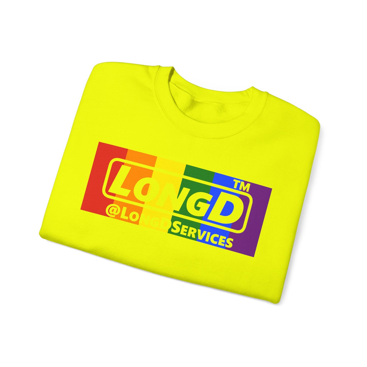 LongD official basic 4-print tag logo crewneck sweatshirt with Pride heart