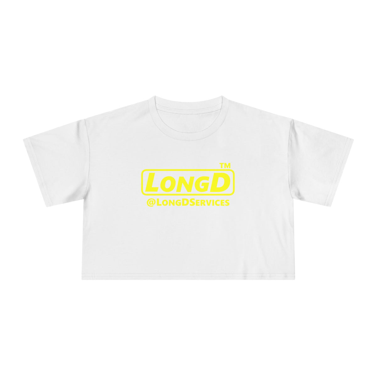 LongD Tag positive alternate basic Yellow (FFFF00) logo crop tee