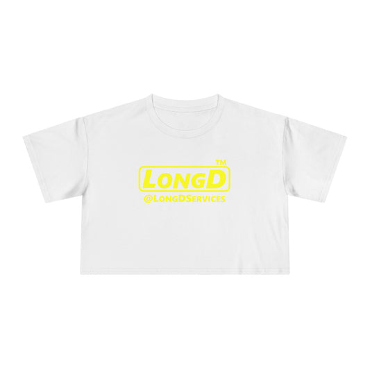 LongD Tag positive alternate basic Yellow (FFFF00) logo crop tee
