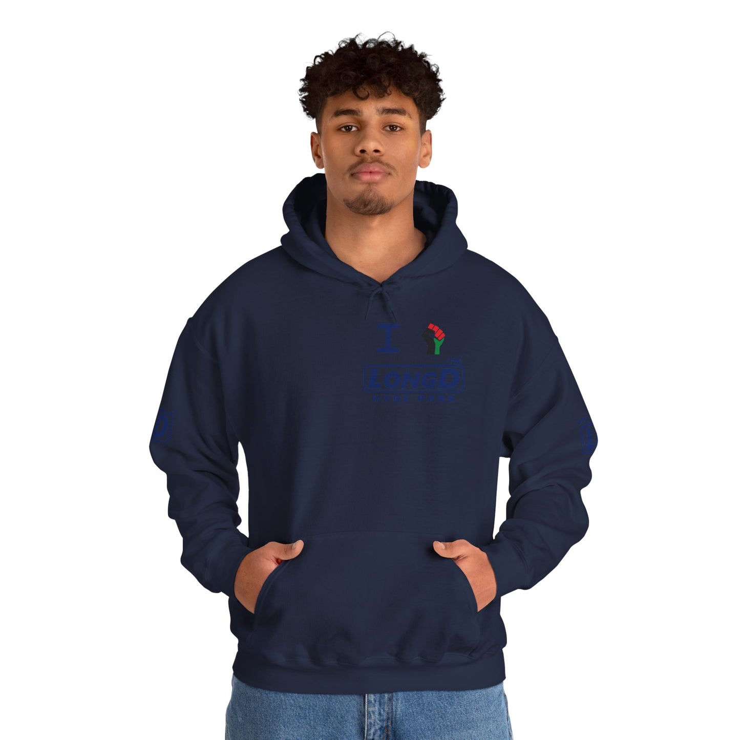 I fist LongD® basic official 4-print single-breasted Hyde Park logo Hoodie (Juneteenth colors)