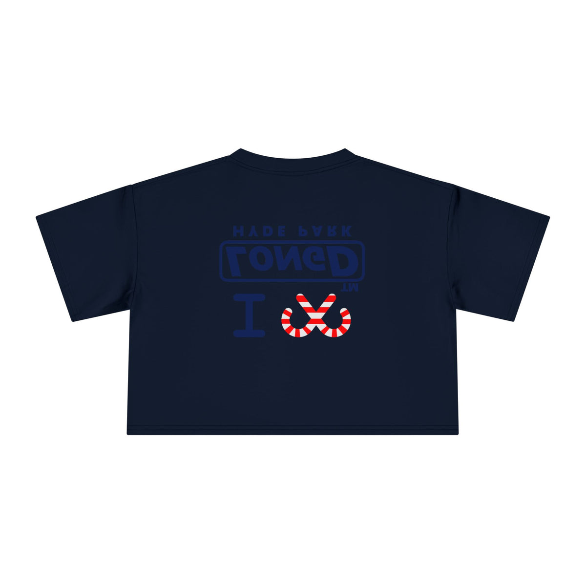 I candy cane LongD Hyde Park positive official basic navy front-back logo crop tee