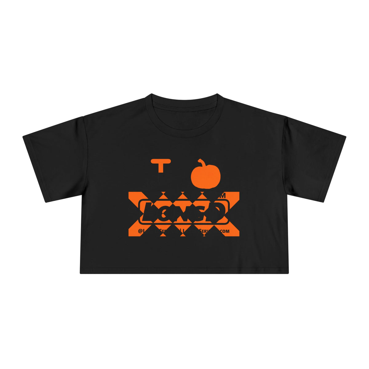 I pumpkin LongD Tag-domain negative stylized argyle logo crop tee