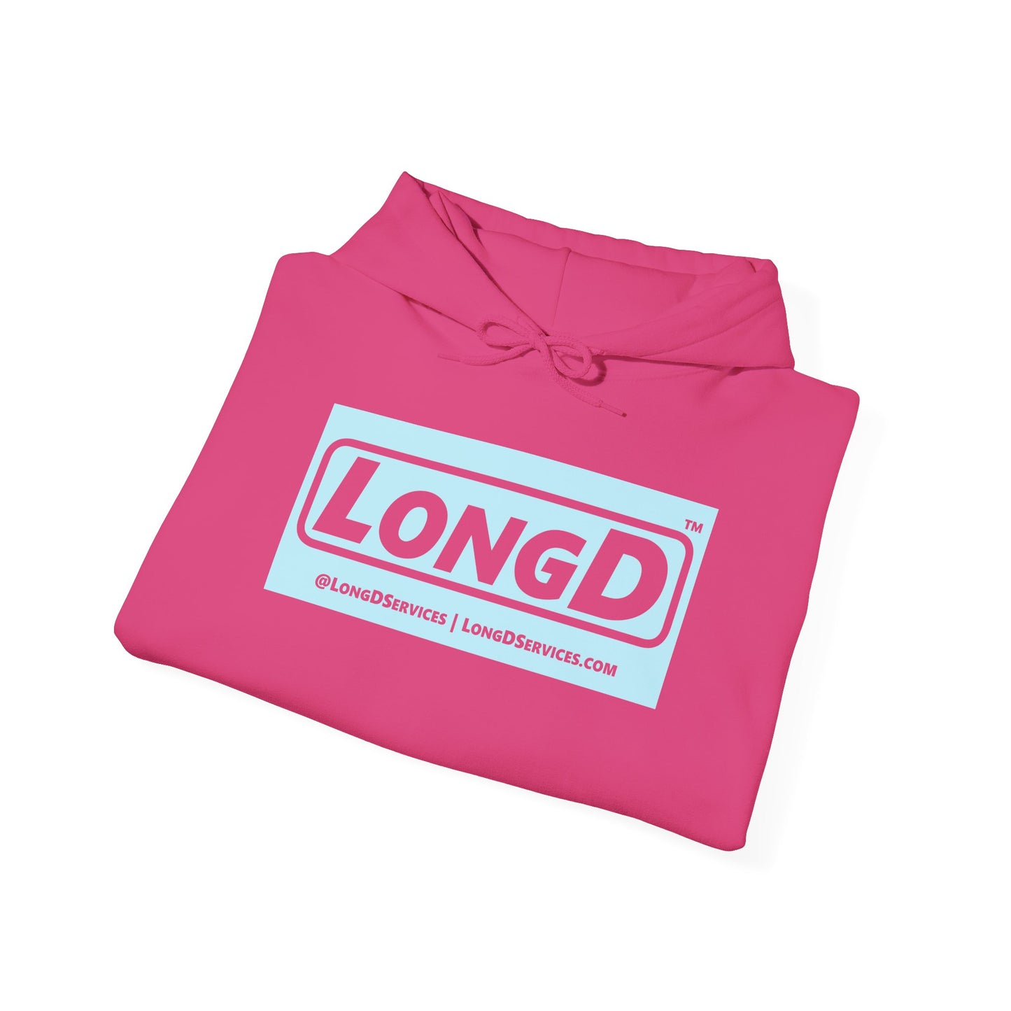 LongD® Logo Hoodie pastel negative blue text