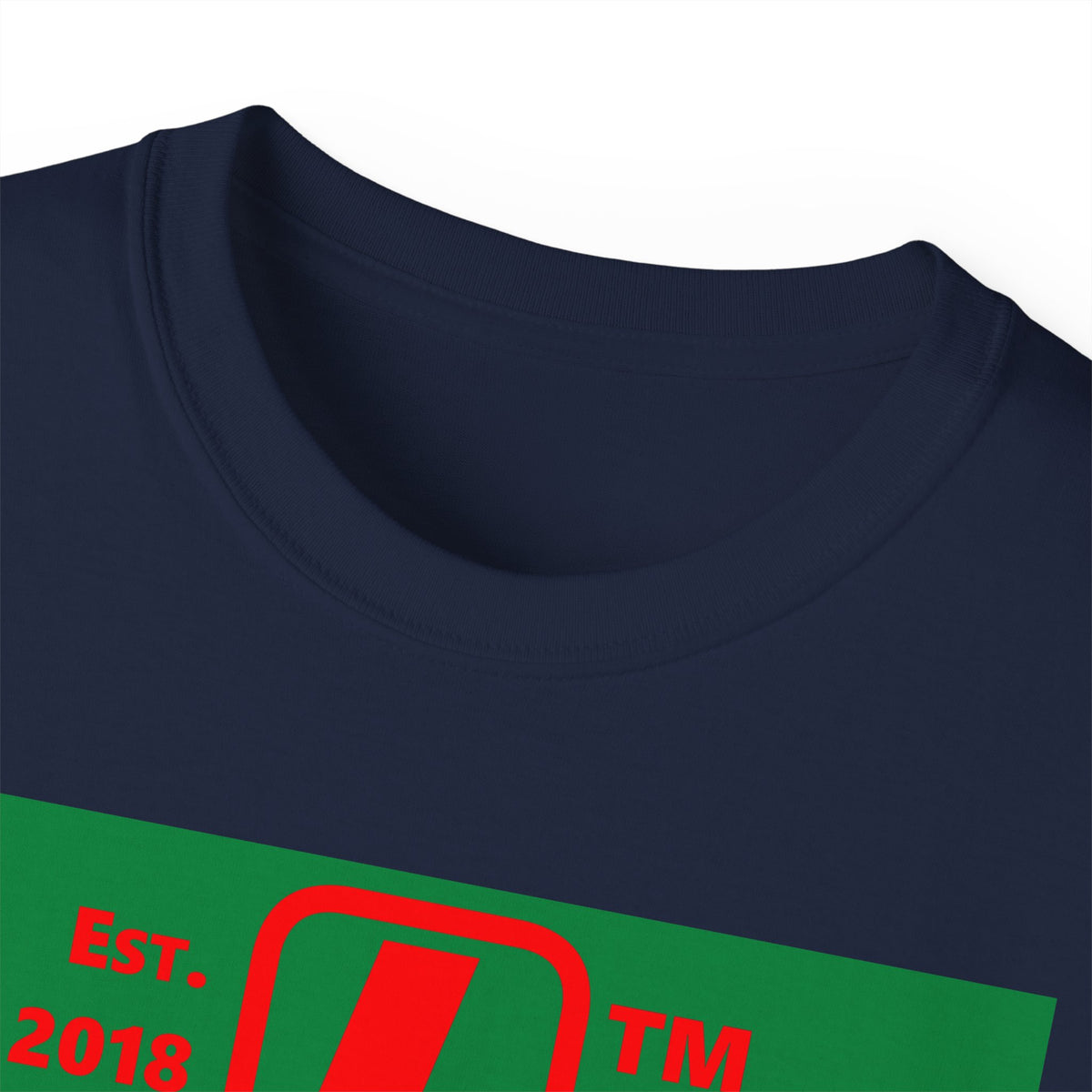LongD Hyde Park upright logo positive red on negative green (Xmas colors) cotton tee