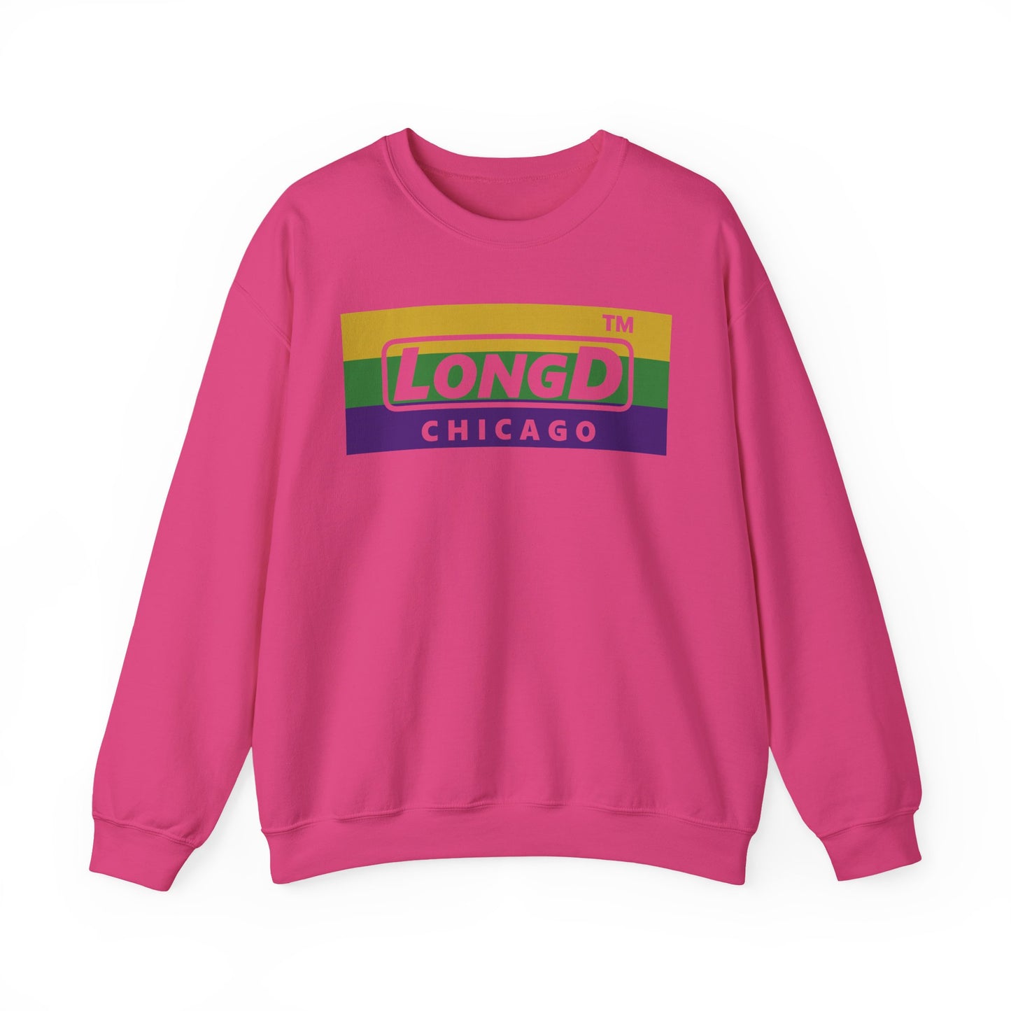 LongD negative striped Chicago logo crewneck sweatshirt
