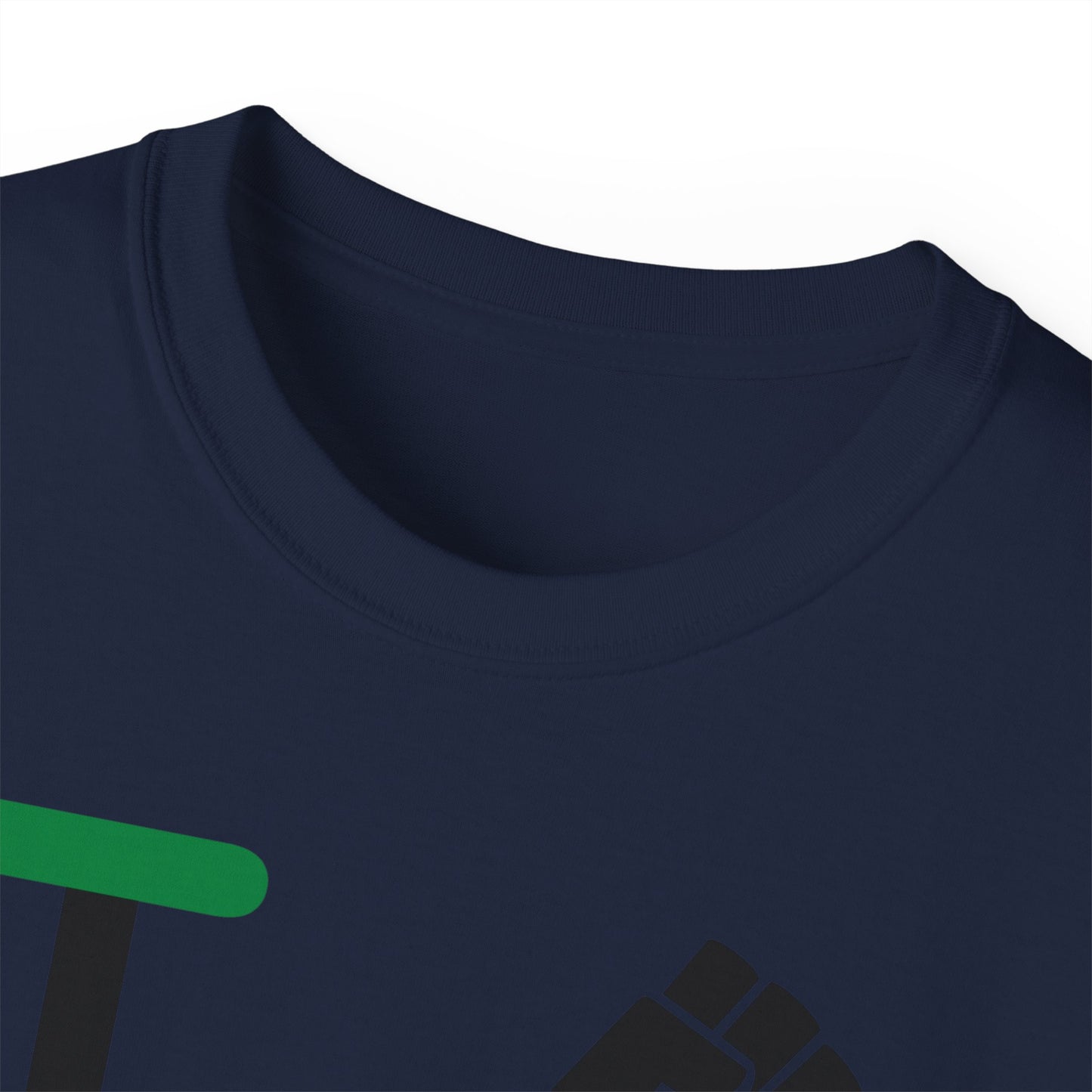 I fist LongD Cotton Tee positive horizontal striped Hyde Park upright logo (Juneteenth colors)