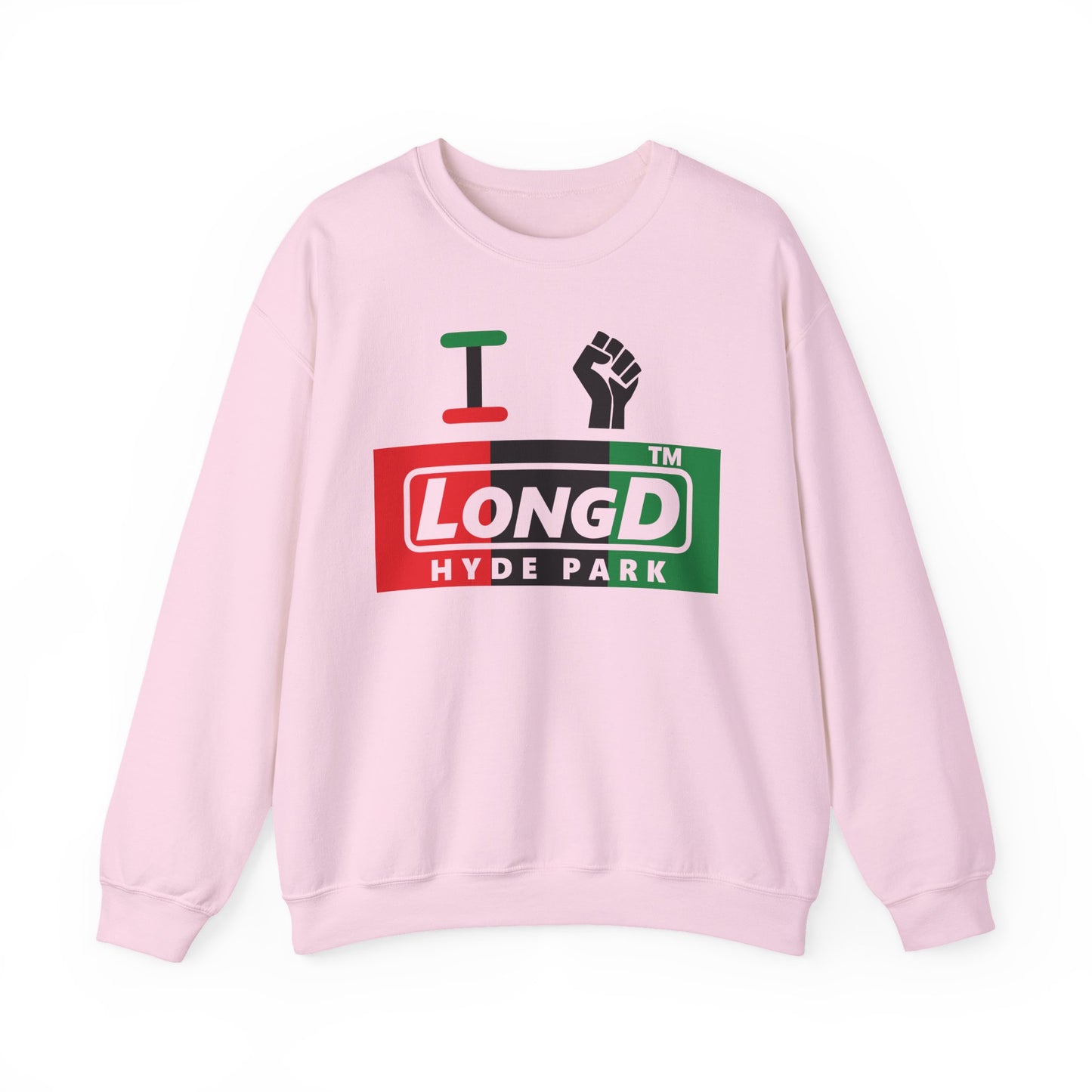 I fist LongD negative vertical 3-striped Hyde Park logo crewneck sweatshirt