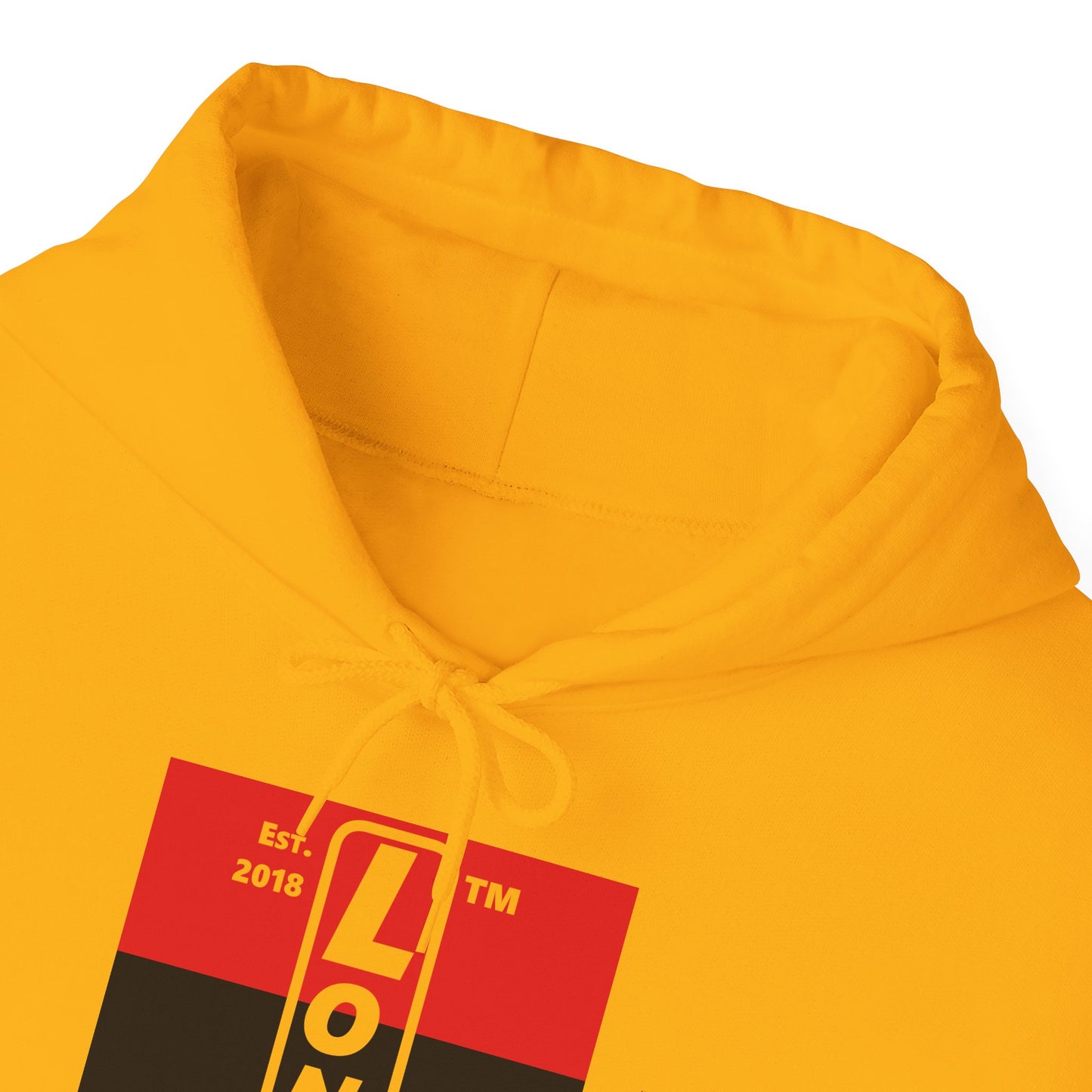 LongD® negative horizontal 3-striped upright Hyde Park logo hoodie (Juneteenth colors)