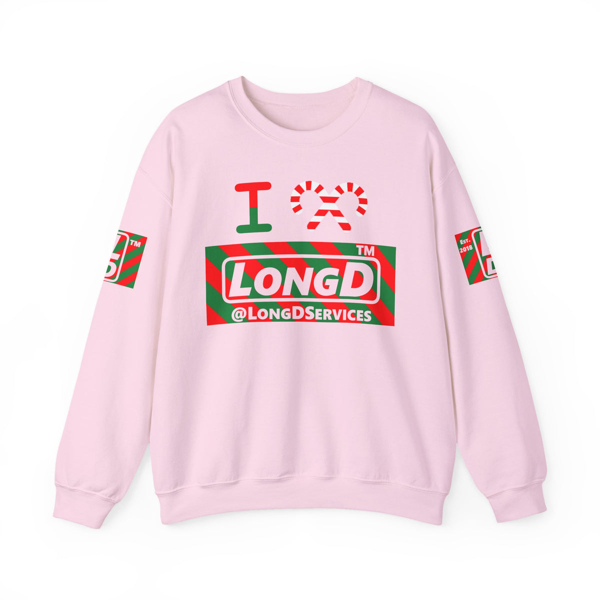 I candy cane LongD Tag negative 12-striped 4-print logo crewneck sweatshirt