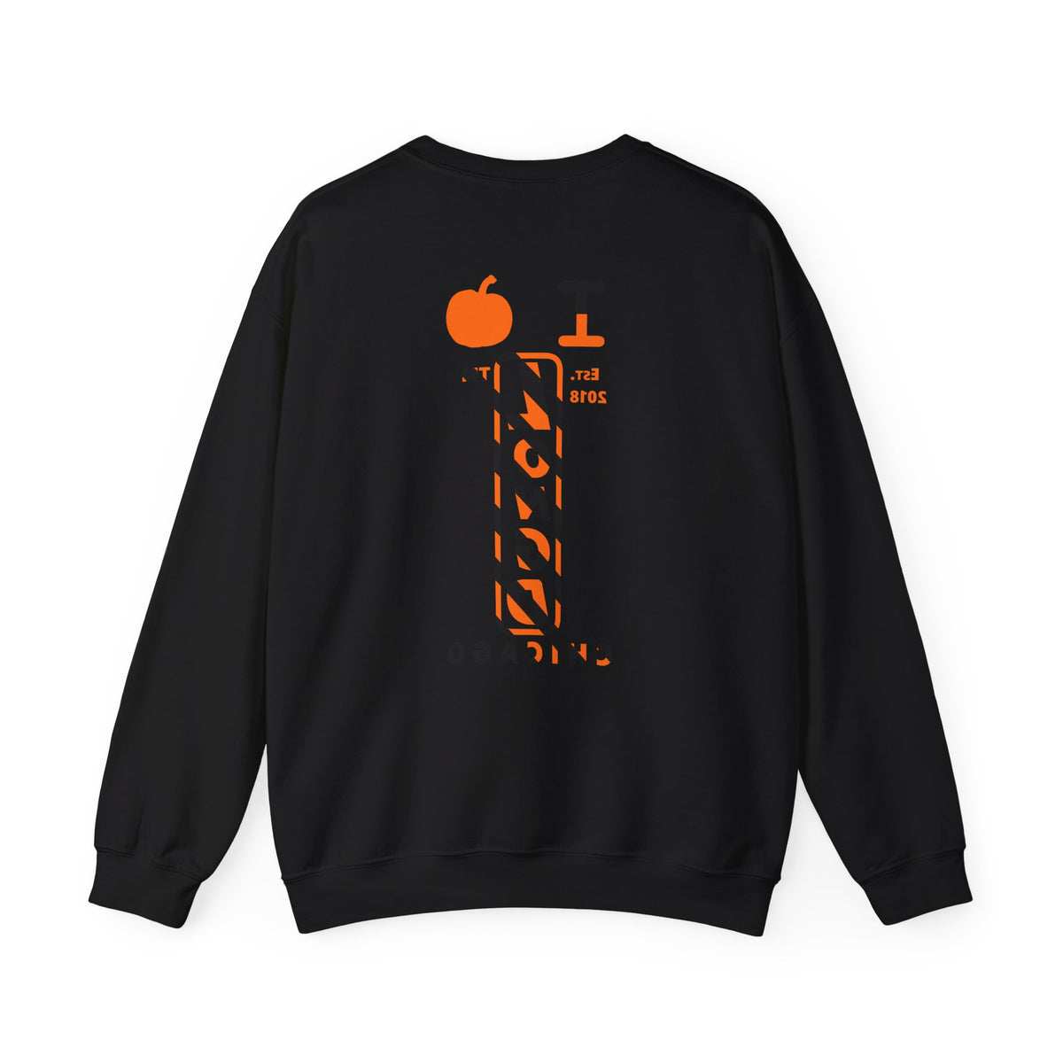 I pumpkin LongD Chicago positive upright pixel-weighted 12-striped front-back logo crewneck sweatshirt