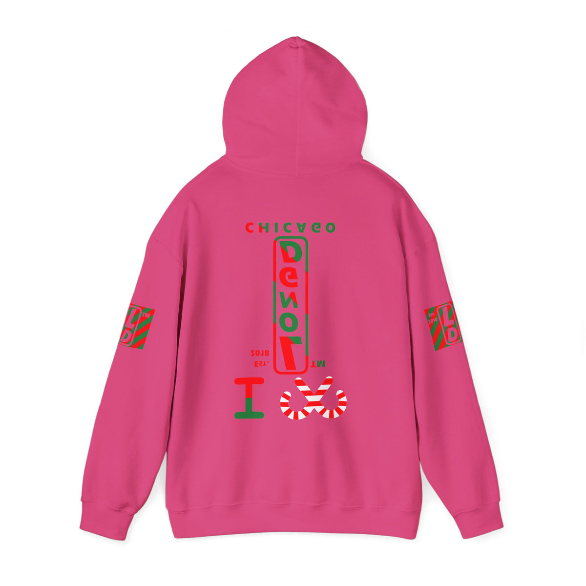 I candy cane LongD Chicago positive upright pixel-weighted 4-striped 4-print logo hoodie