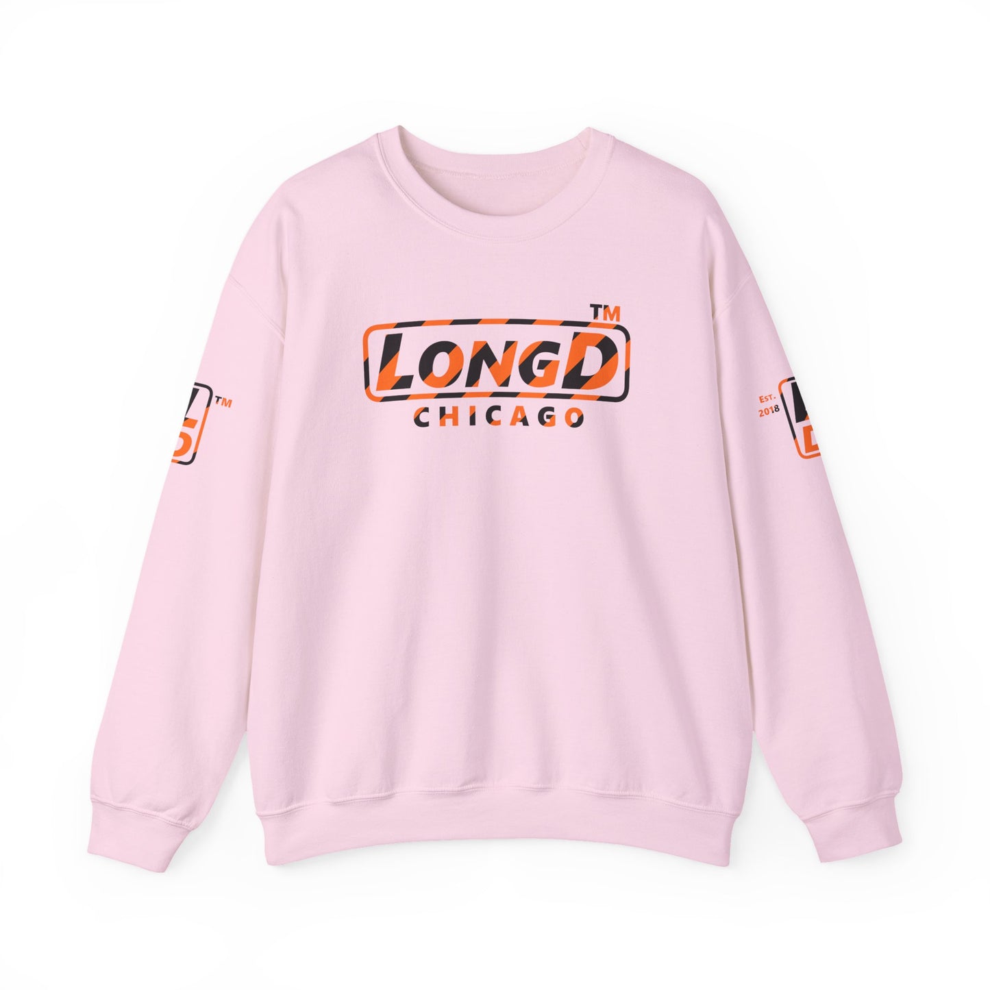 LongD Chicago positive 12-striped 4-print logo (Halloween colors) crewneck sweatshirt
