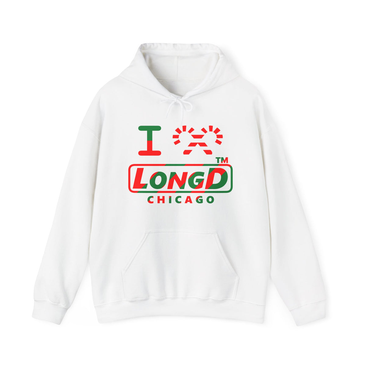 I candy cane LongD Chicago positive pixel-weighted 6-striped logo hoodie