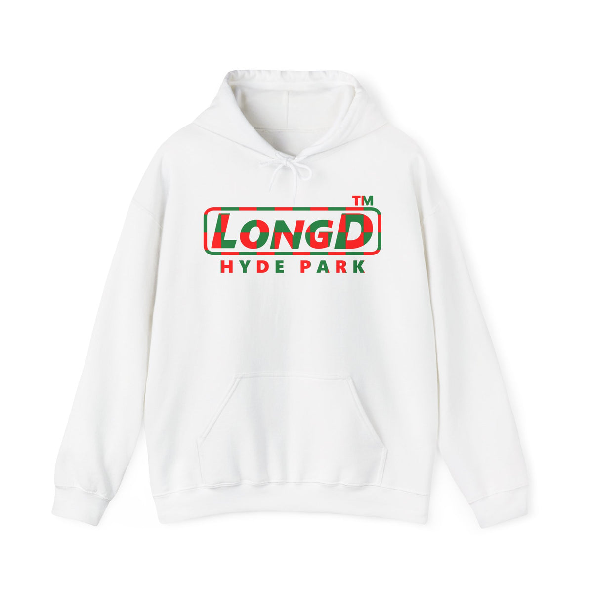 LongD Hyde Park positive checkered logo (Xmas colors) hoodie