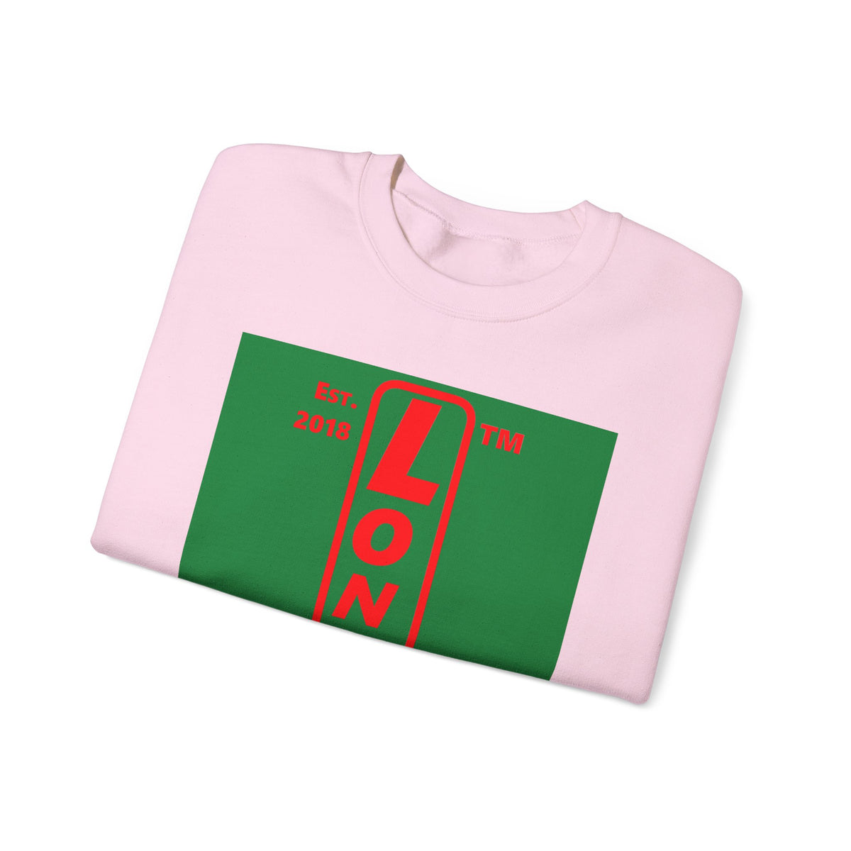 LongD Chicago upright logo positive red on negative green (Xmas colors) crewneck sweatshirt