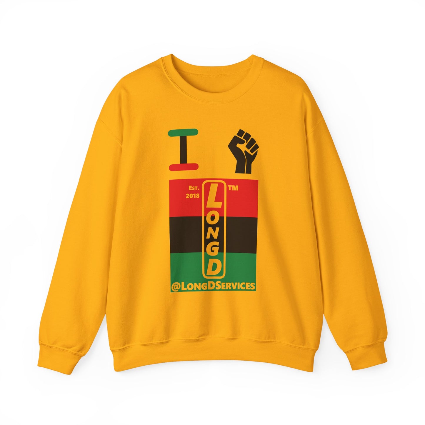I Fist LongD negative horizontal 3-striped tag upright logo crewneck sweatshirt