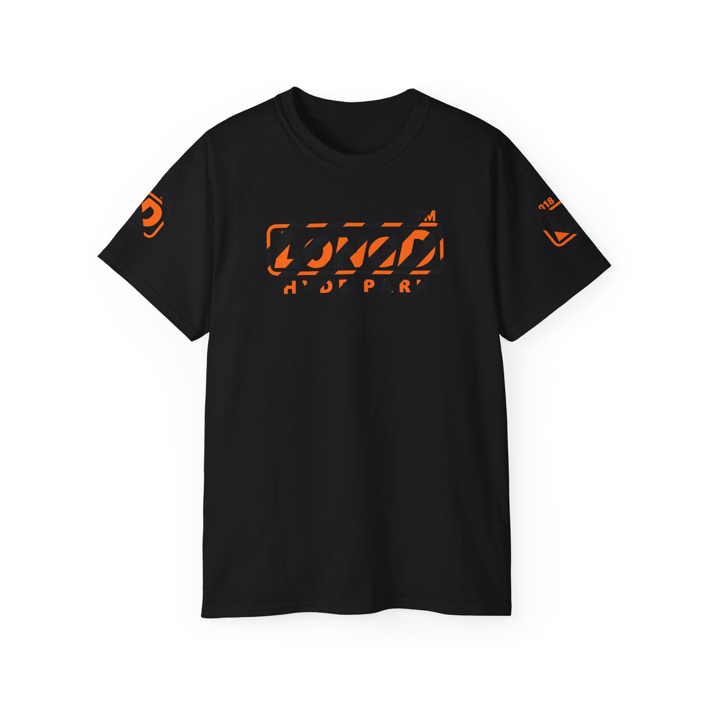 LongD Hyde Park positive 12-striped 4-print logo (Halloween colors) cotton tee