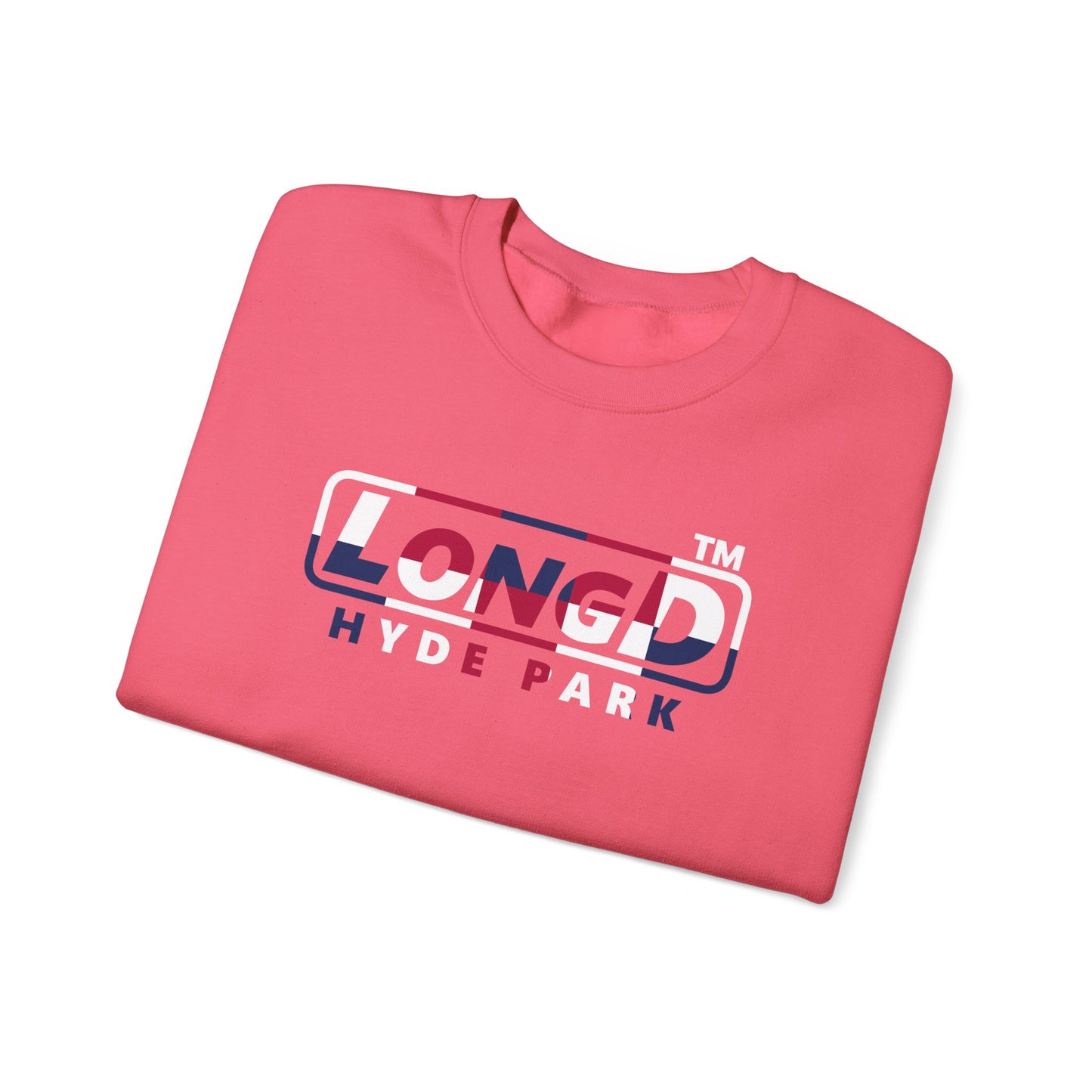 LongD positive 2x5 Hyde Park logo crewneck sweatshirt (patriotic colors)