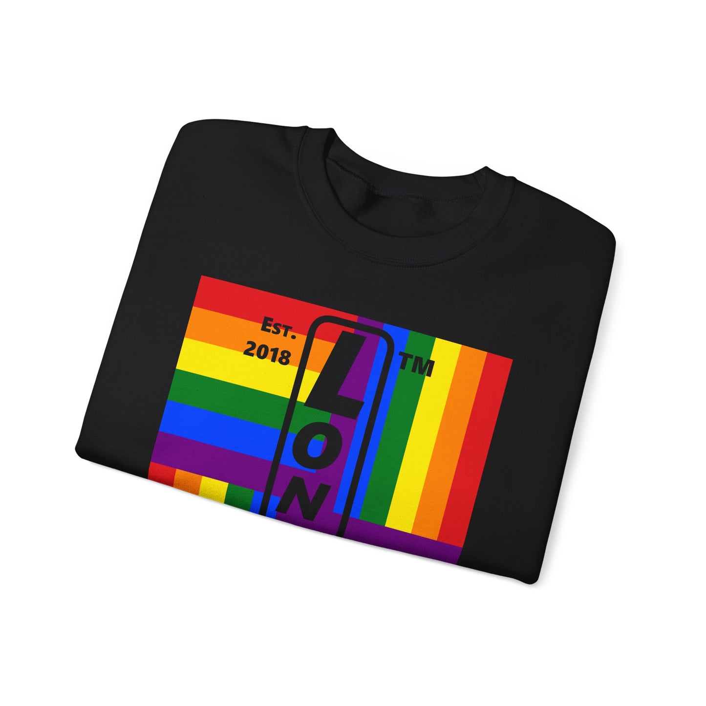 LongD negative windmill Hyde Park upright logo crewneck sweatshirt (Pride colors)
